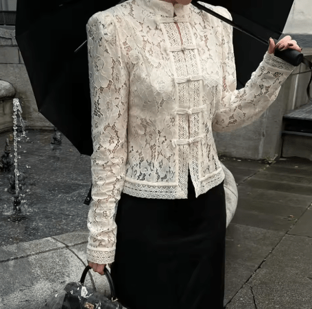 SOERA Jeanna Long Sleeve Lace Top - Tops - 1005009750893359-;BW1775623627115065910 Beige M