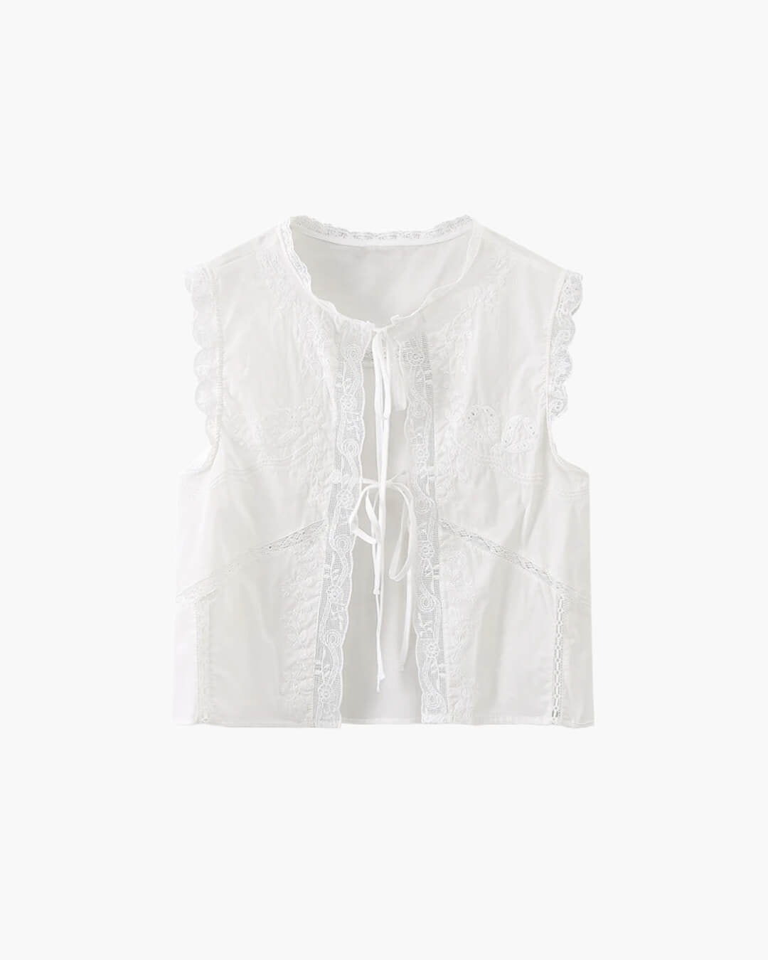 SOERA Juvie Embroidered Lace Trim Blouse - Tops - 1005007741959502-;vh1771345061615641872 White M