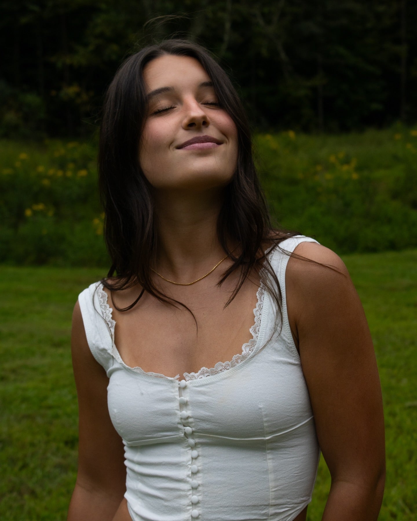SOERA Nadira Lace Trim Strappy Button Top - Tops - White M