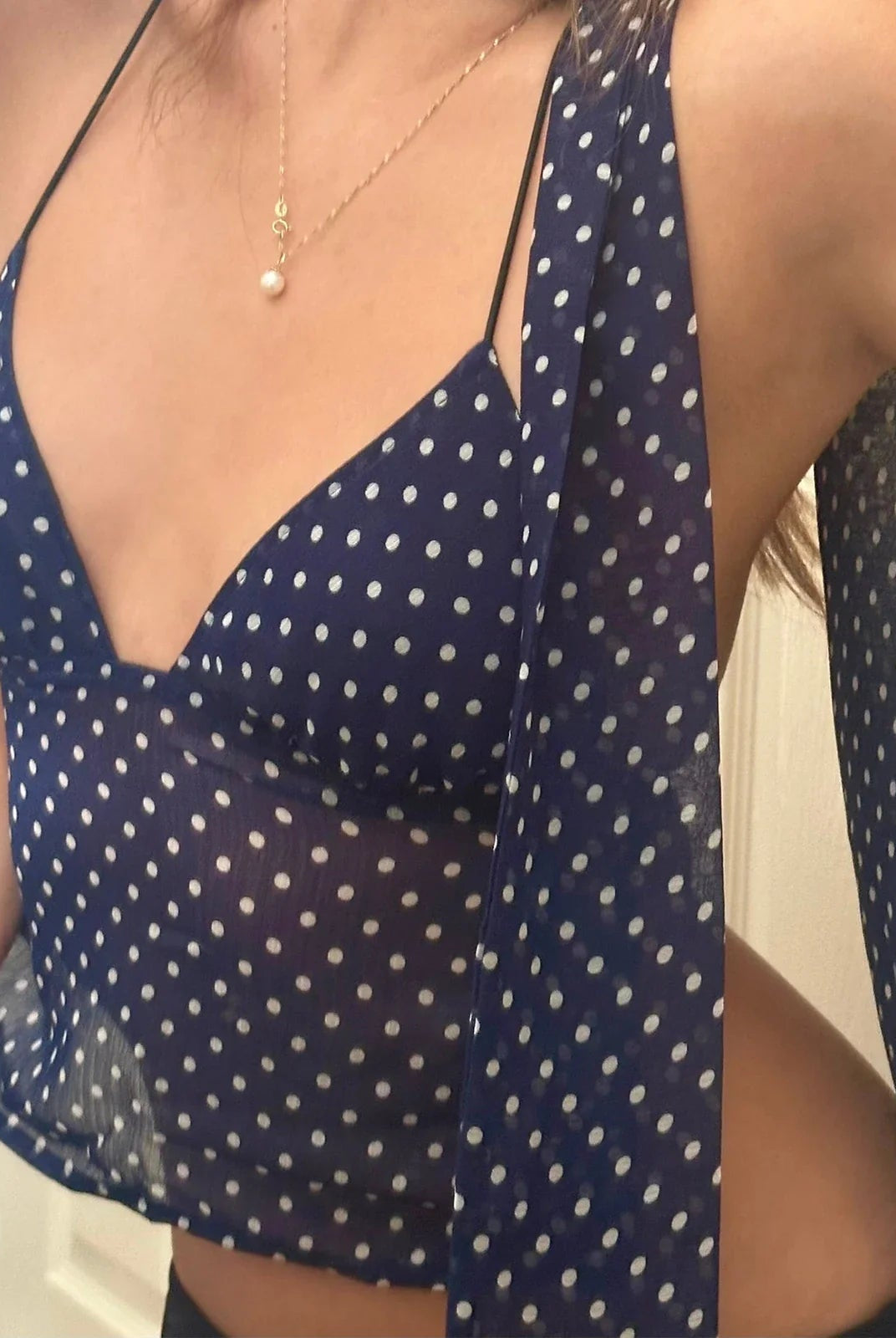 SOERA Ruffa Polka Dot Backless Cami Top - Tops - Red XS