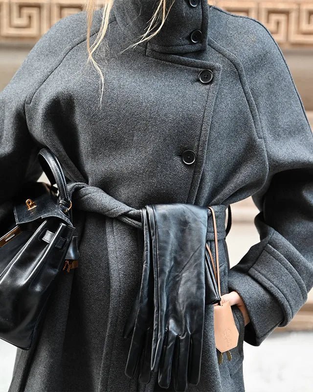 SOERA Claudine Long Belted High Collar Coat - Women's Coats & Jackets - Rk1762239701861524156 Grey S