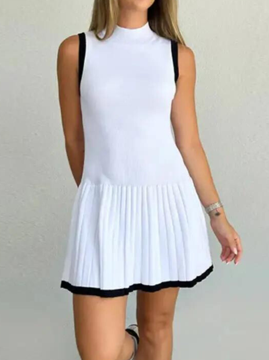 Robe Margot taille basse en maille contrastée