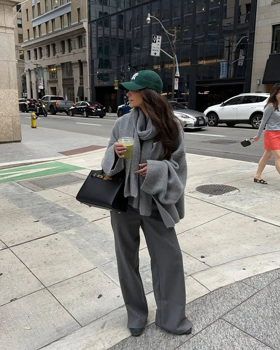 Casual Grey Oversized Sweater - Women's Full Sleeve Knitted Pullover 1