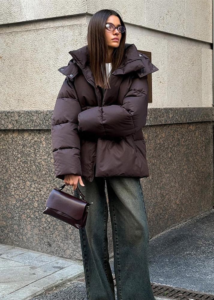 Oversized Water-Resistant Puffer Jacket Women with Detachable Hood 3