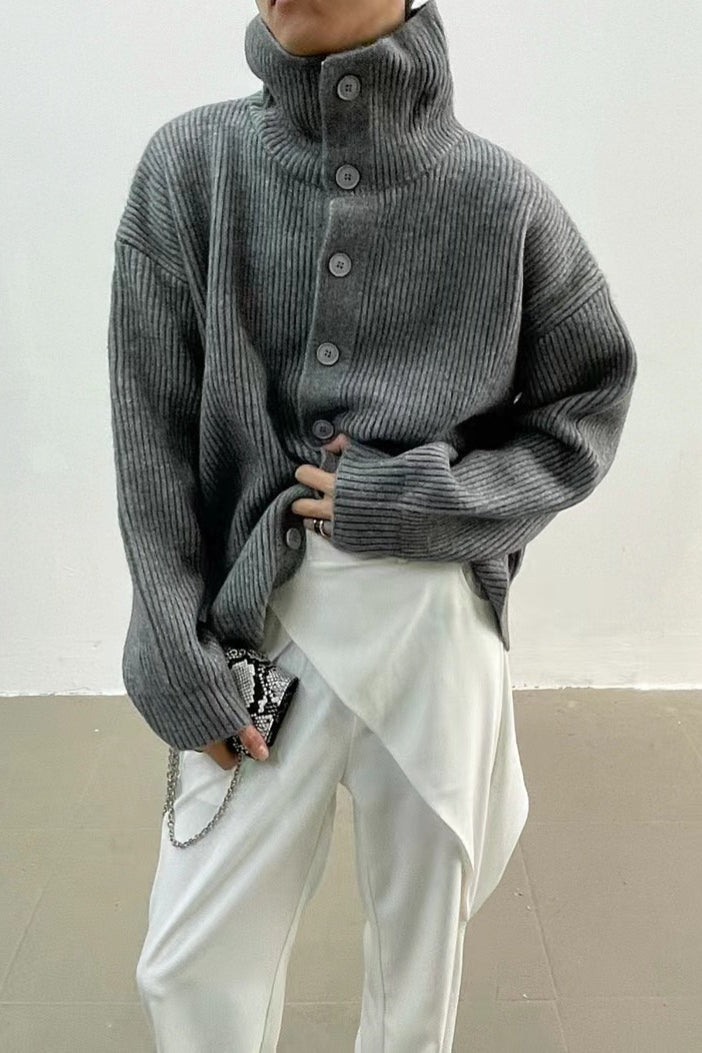 Ribbed Single Breasted Long Cardigan Sweater for Women - Loose Fit with Lapel Collar and Long Sleeves 4