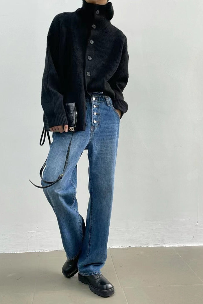 Ribbed Single Breasted Long Cardigan Sweater for Women - Loose Fit with Lapel Collar and Long Sleeves 5