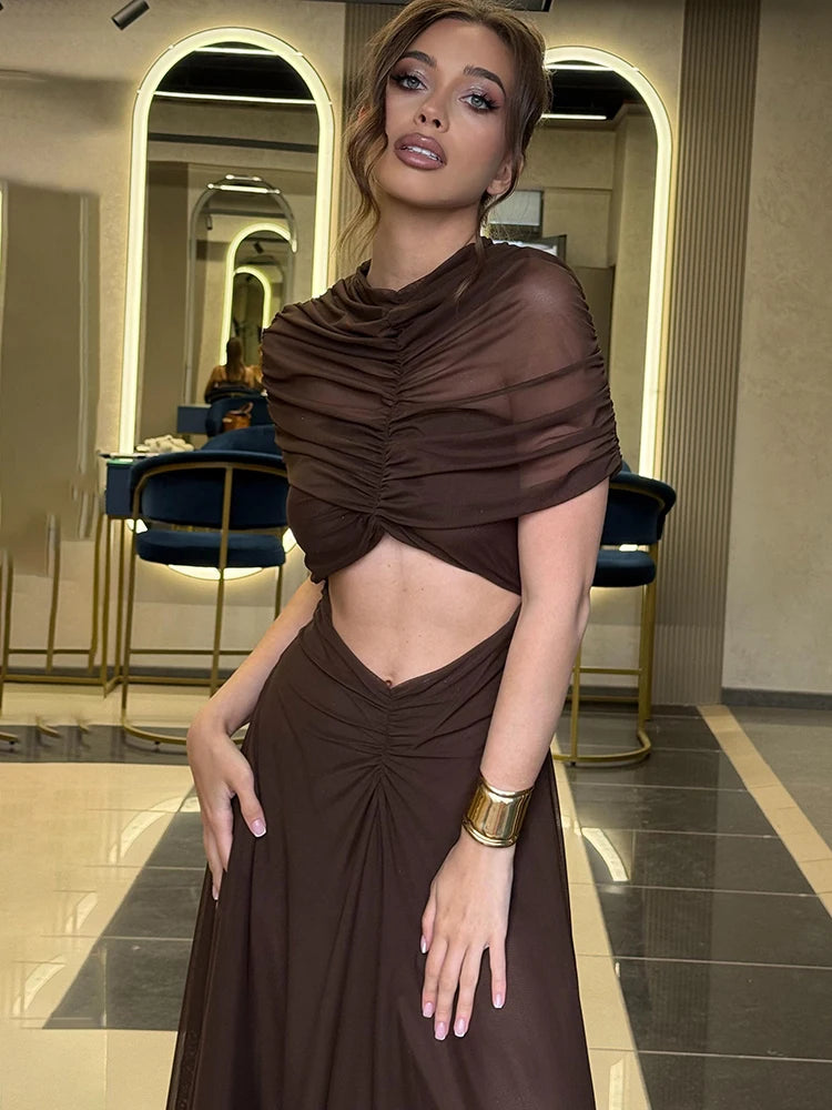 Robe maxi moulante froncée Miranda