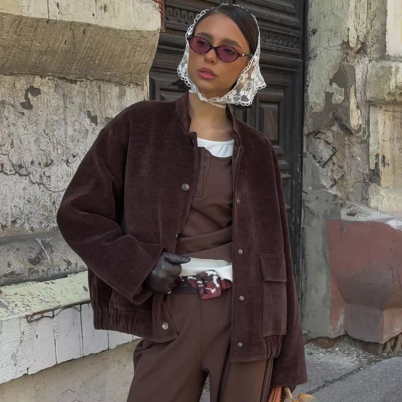 Veste en velours côtelé à boutons Cora