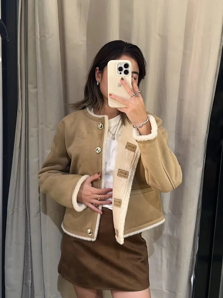 Stylish Brown Faux Fur Coat for Women - Loose Winter Outerwear 2025 1