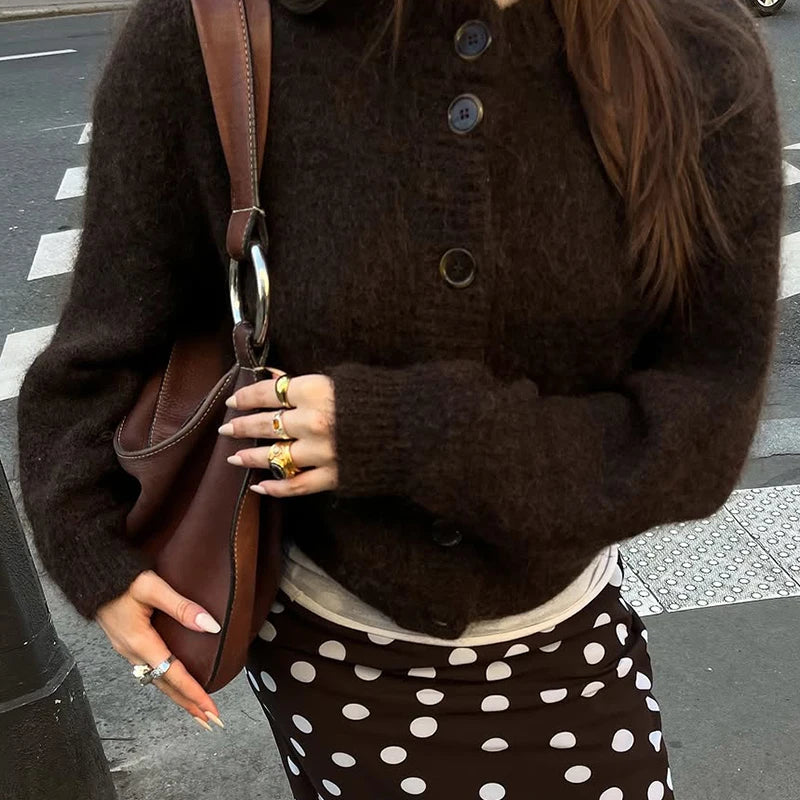 Women's Retro Solid Color Long Cardigan - Cozy Wool Sweater for Casual Wear 0