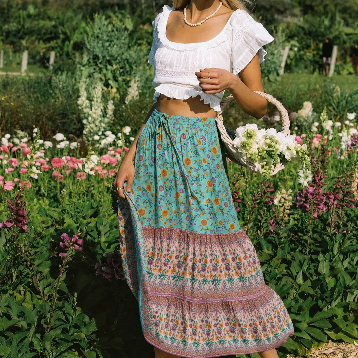 Jupe bohème de plage à imprimé floral Bianca