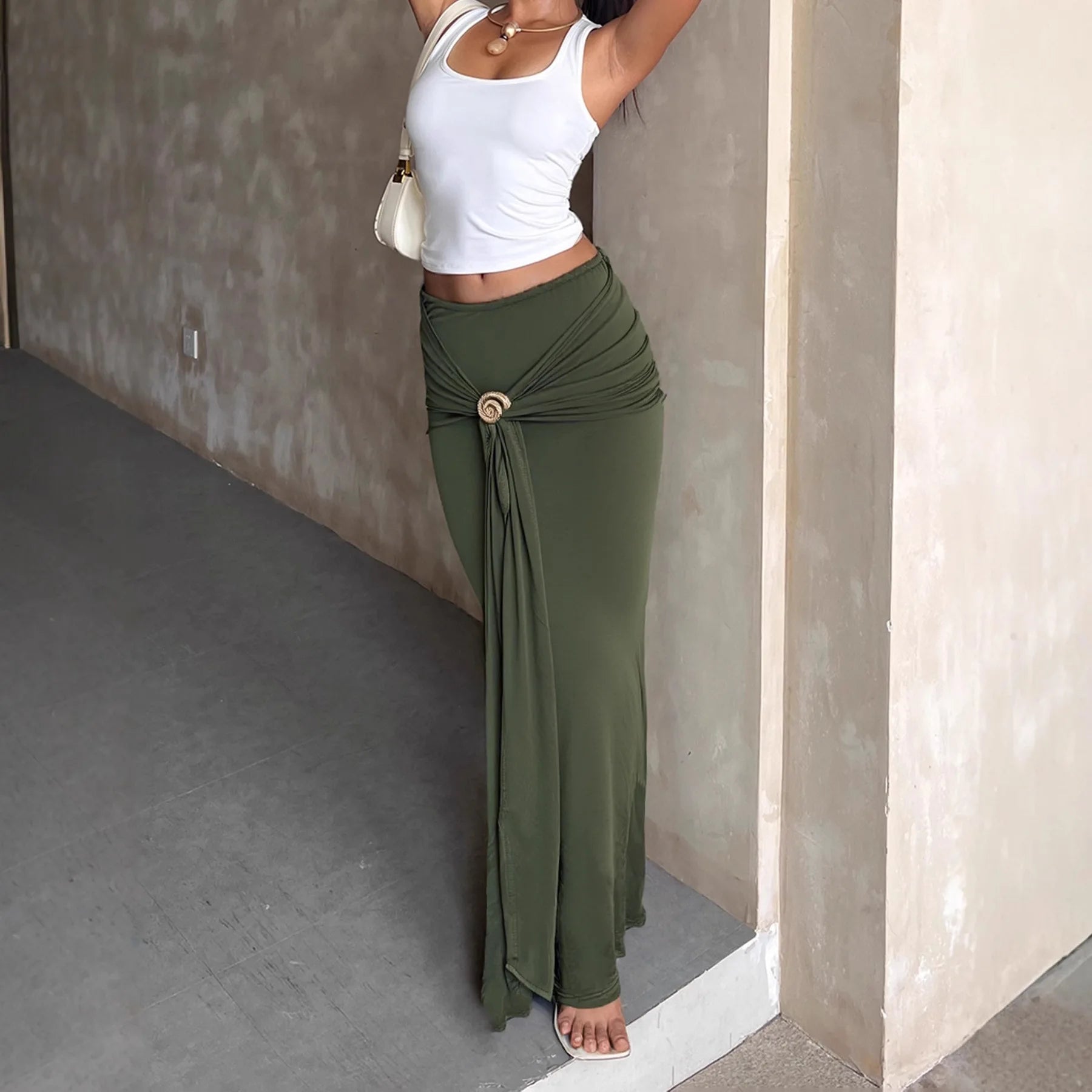 Bianca jupe maxi taille basse