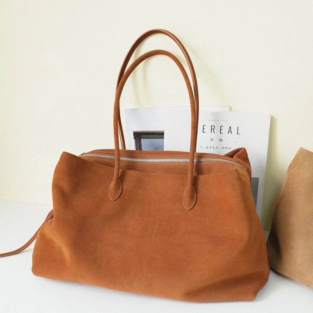 SOERA Carly Frosted Suede Tote Bag - Bag -  Beige 40 x 17 x 25 cm