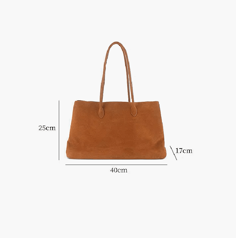 SOERA Carly Frosted Suede Tote Bag - Bag - SOERA-325059-SUE-40-56867 Coffee 40 x 17 x 25 cm