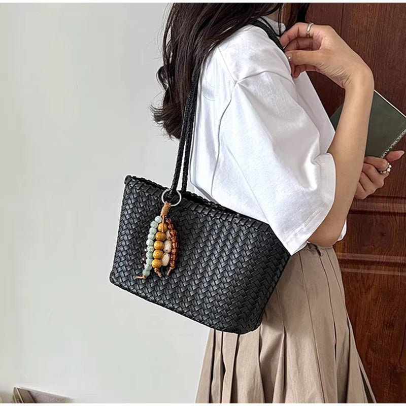 SOERA Sophie Straw Woven Tote Bag - Bag -  Black
