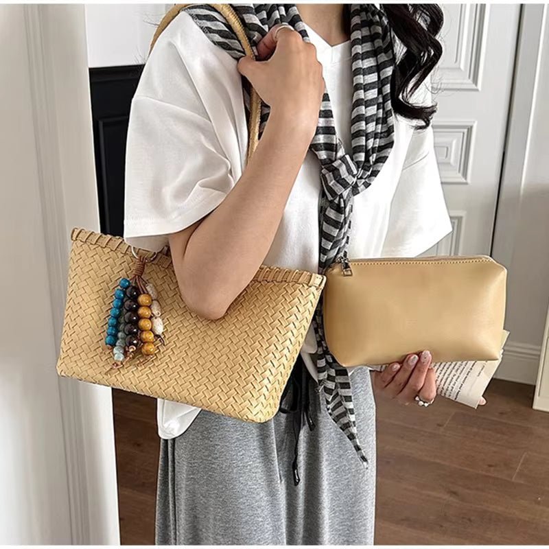 SOERA Sophie Straw Woven Tote Bag - Bag -  Brown