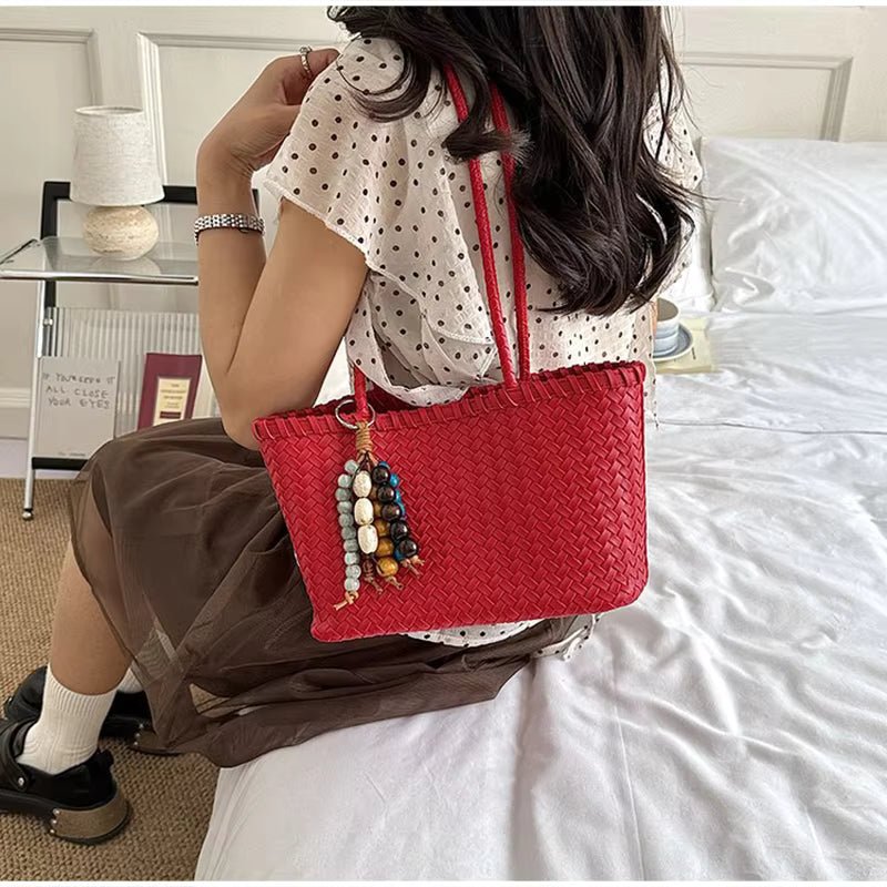 SOERA Sophie Straw Woven Tote Bag - Bag -  Red