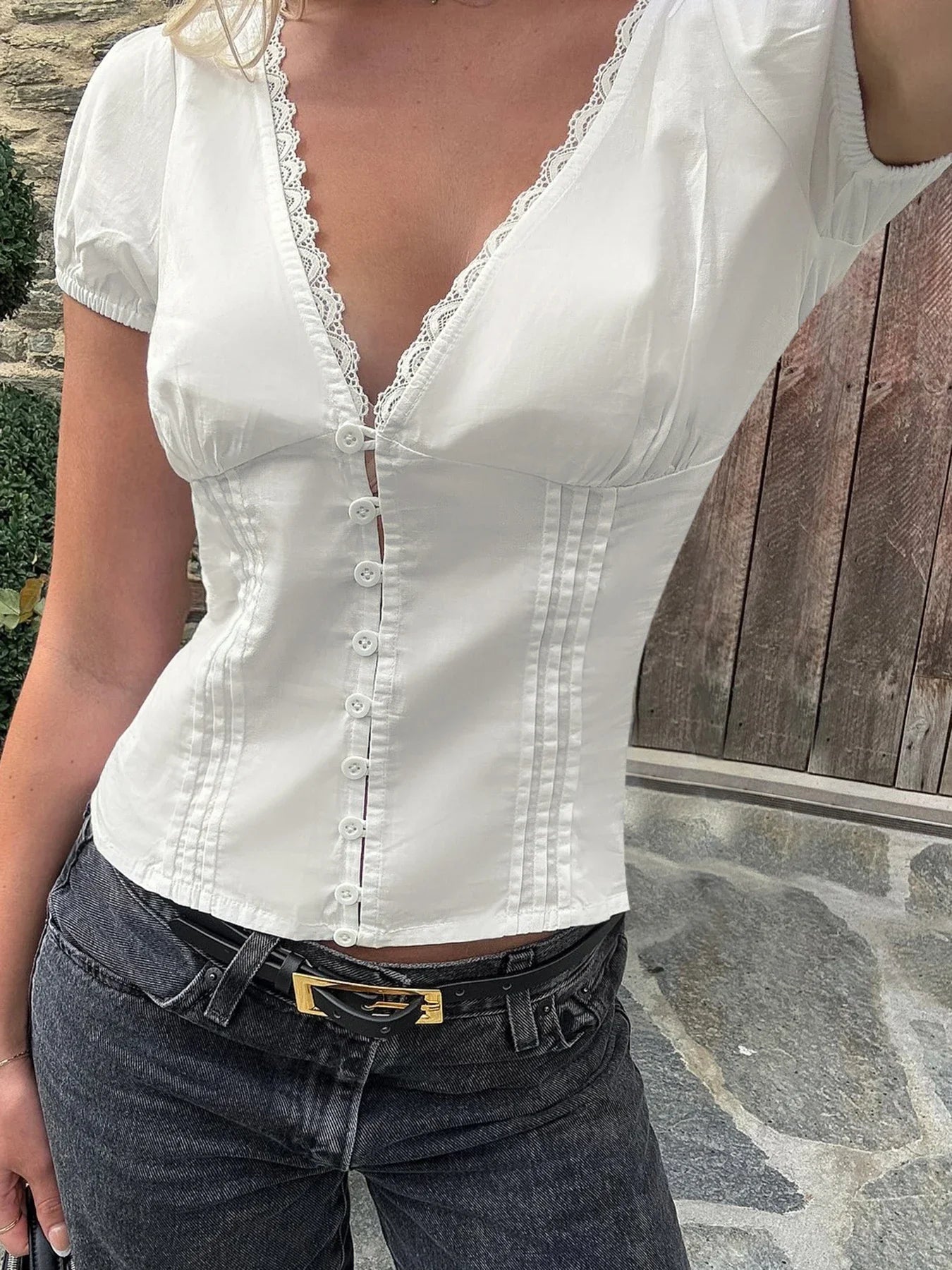 SOERA Mica Plunged Neck Blouse - Blouses - 1005009006932027-;tJ1775377923787042011 S