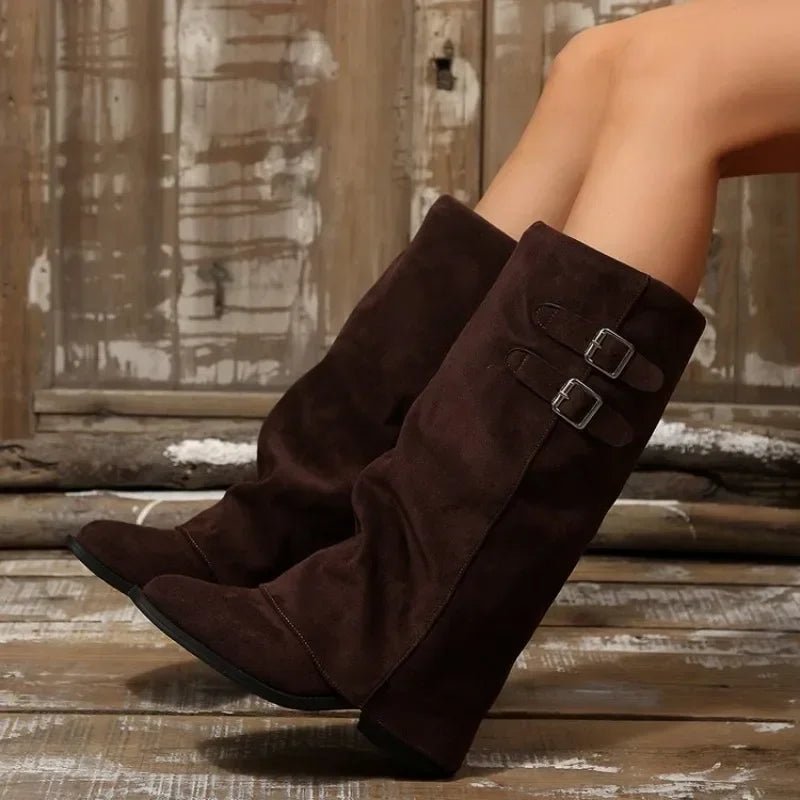 SOERA Isabel Retro Buckle Knee High Boots - Boots - SOERA-946755-BRO-36-47459 Brown 36