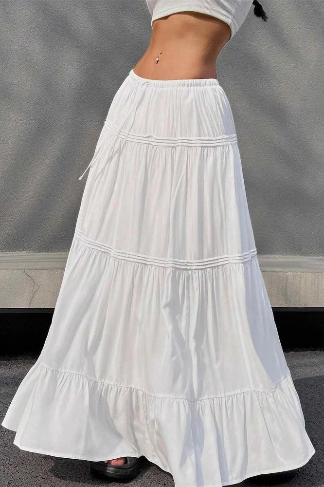 SOERA Marcella Tiered Ballet Maxi Skirt - Bottoms -  White L