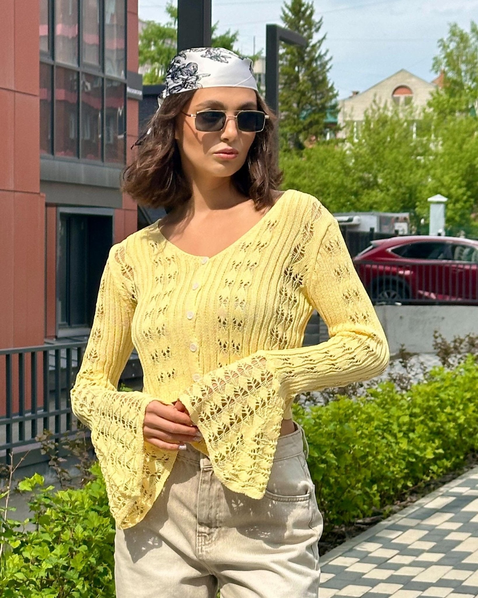 SOERA Ivana Hollow Out Knitted Cardigan - Cardigans - Xp1771188465070932218 Butter Yellow L