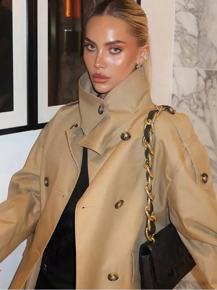SOERA Sarah Beige Double Breasted Trench Coat - Coat - SOERA-310595-KHA-XS-46019 Beige XS