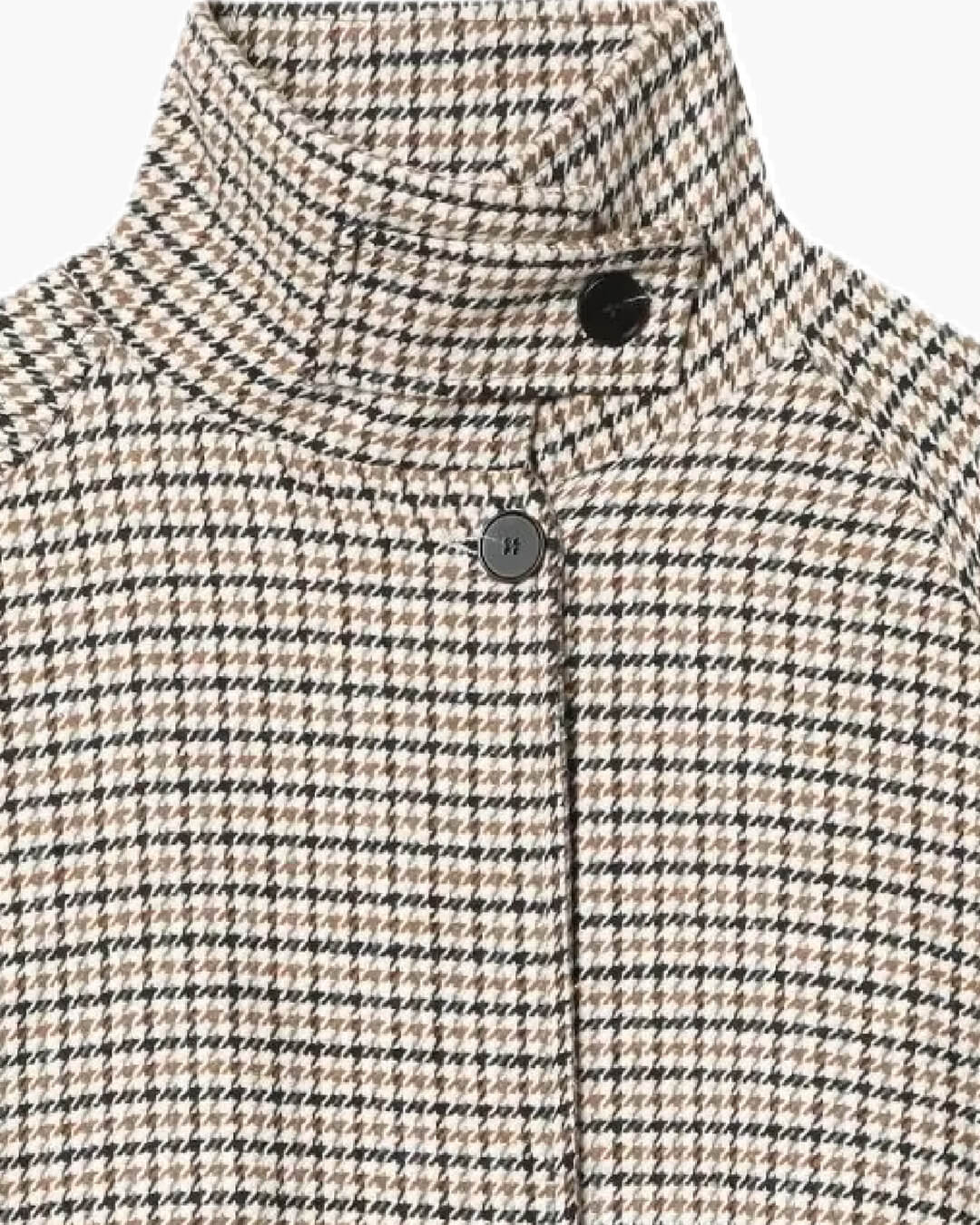 SOERA Amelia High-Collar Houndstooth Cropped Jacket - Coats & Jackets - SOERA-085187-ASP-L-68611 Beige L