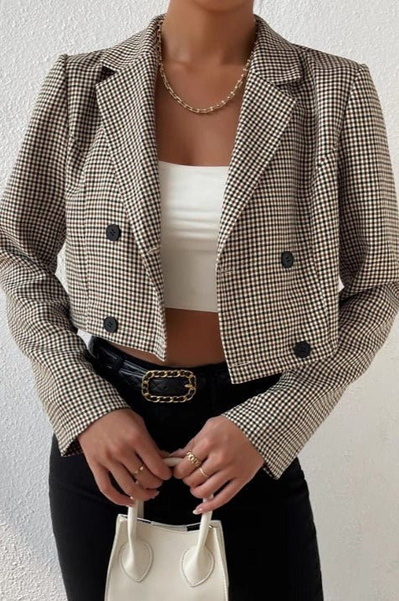 SOERA Amelia Houndstooth Cropped Blazer - Coats & Jackets - SOERA-208131-DEF-L-77315 L