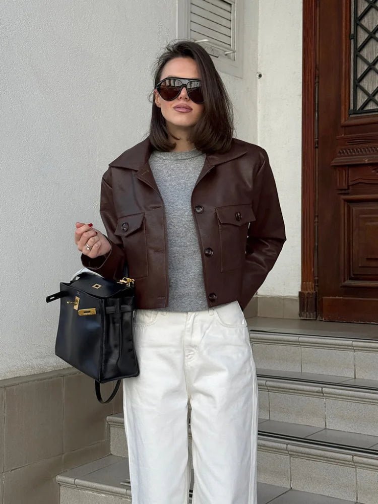 SOERA Rachelle Cropped Faux Leather Jacket - Coats & Jackets - 1005009685631106-;XH1776154514201392424 S