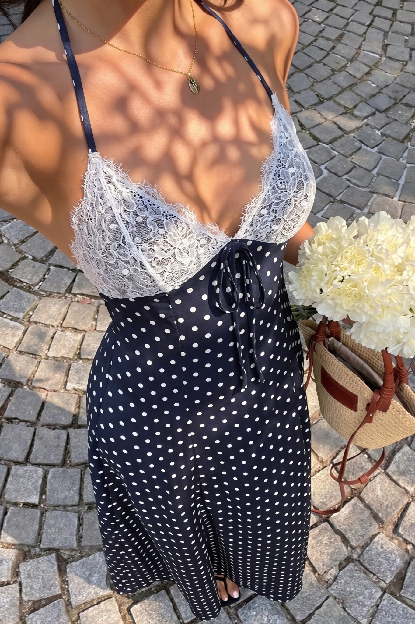 SOERA Aiwilda Polka Dot Halter Maxi Dress - Dress - SOERA-358339-NAV-XS-70787 Navy Blue XS