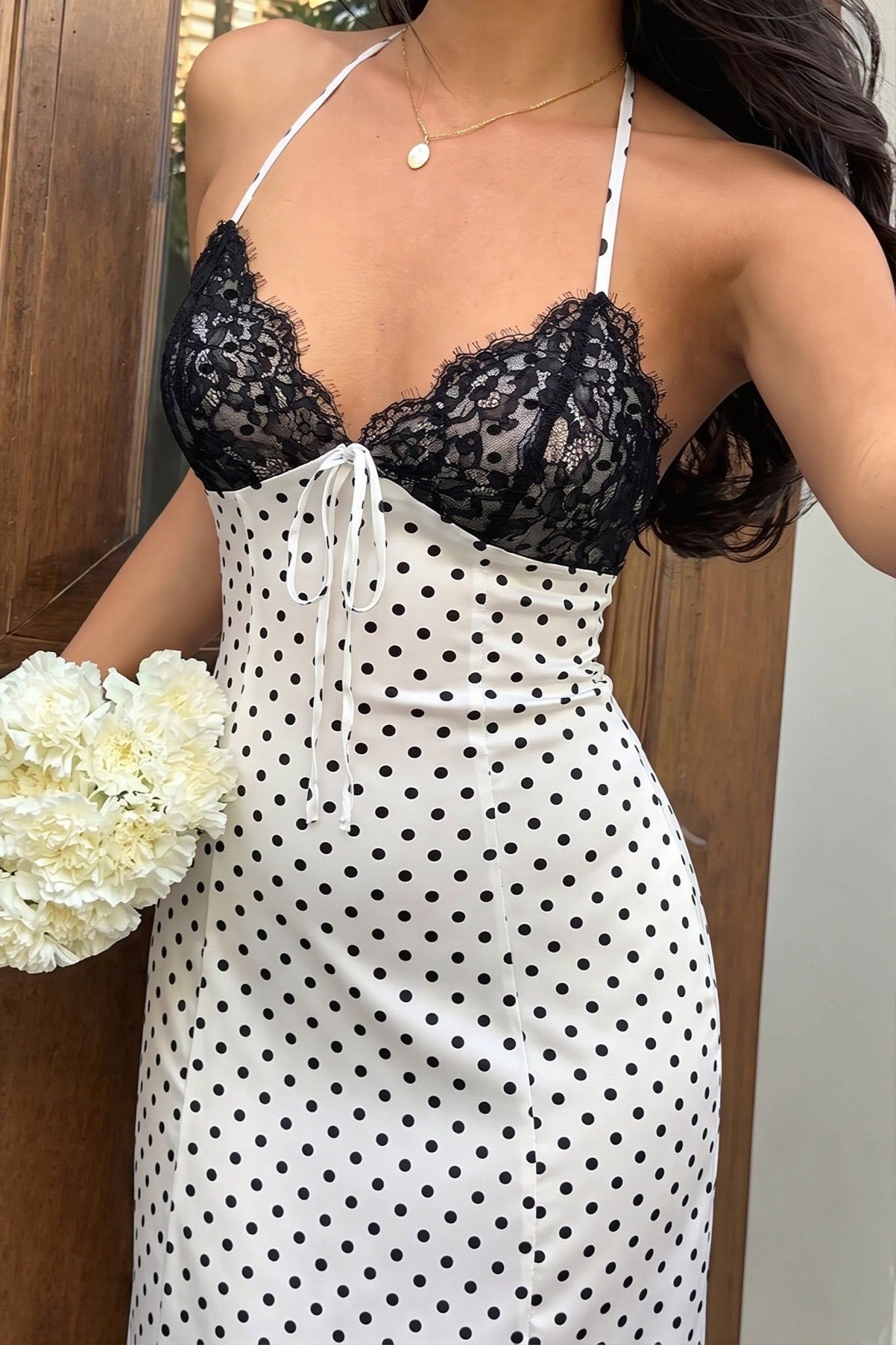 SOERA Aiwilda Polka Dot Halter Maxi Dress - Dress - SOERA-358339-WHI-XS-39715 White XS
