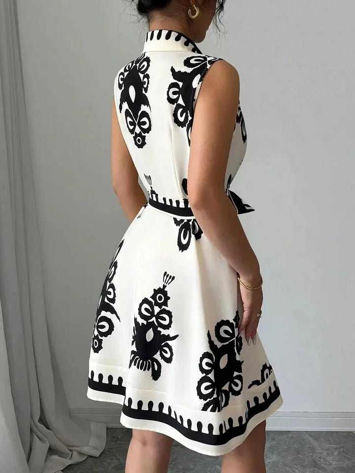 SOERA Bianca Butterfly Print Tie - Waist Midi Dress - Dress -  Black S