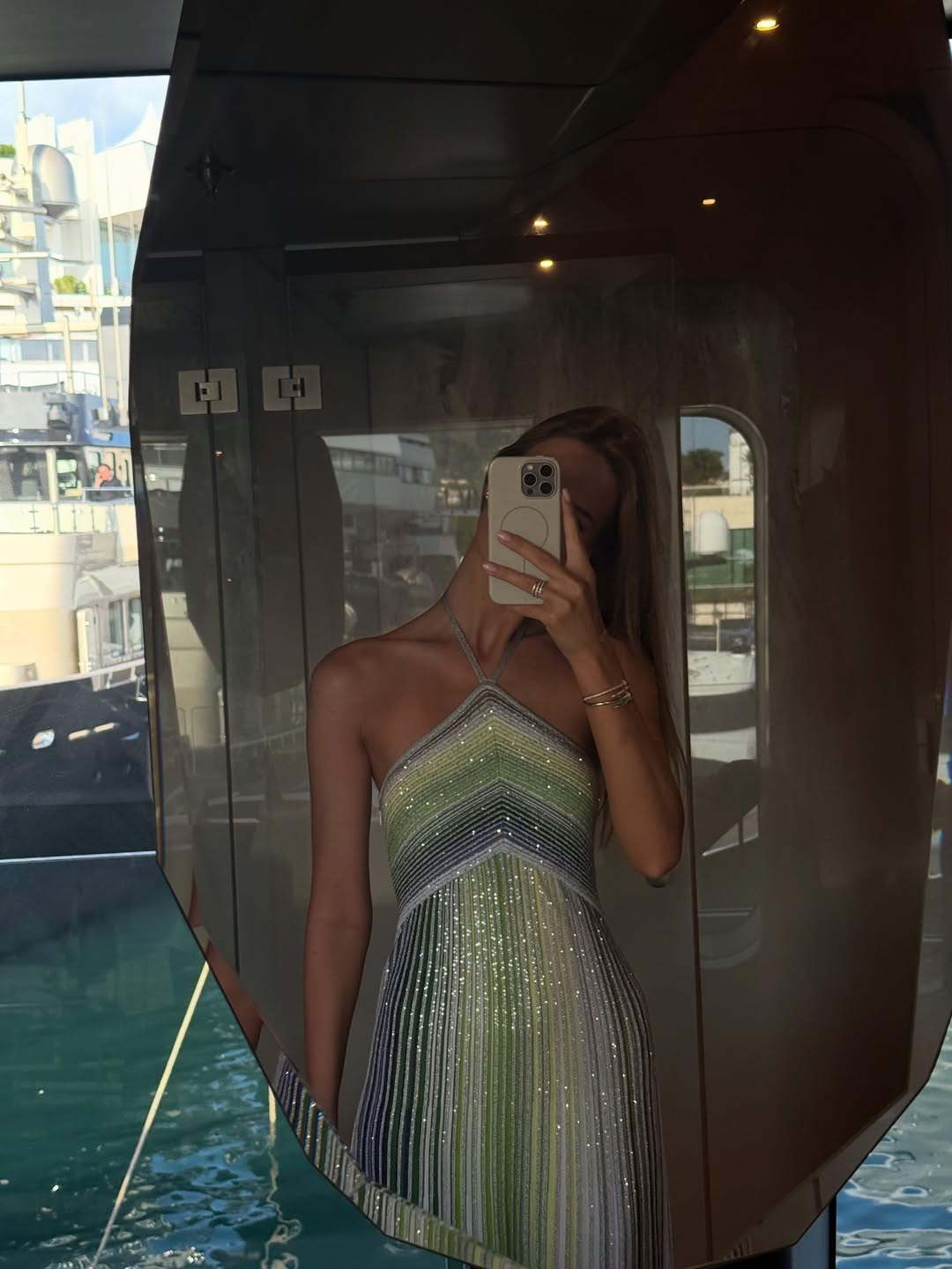 SOERA Bianca Sequin Striped Halter Maxi Dress - Dress -  XL