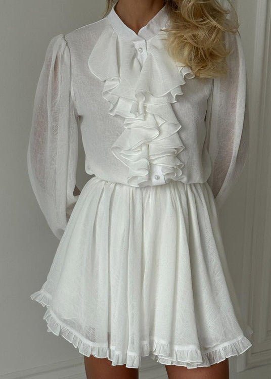 SOERA Brigitte Ruffled Mini Dress - Dress -  White S