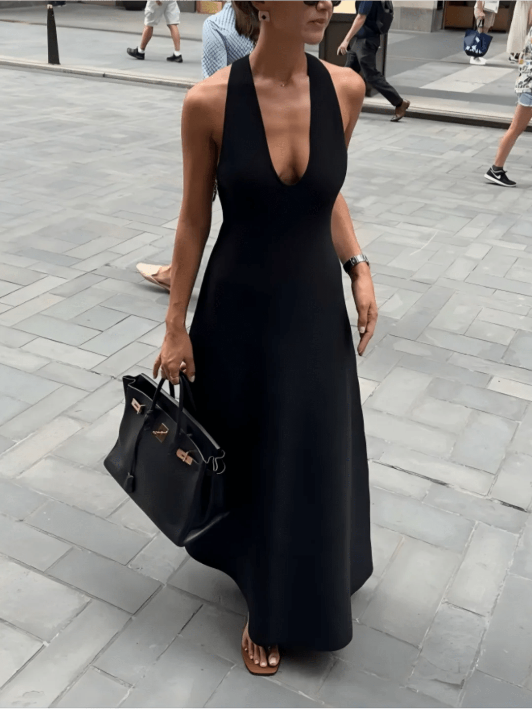 SOERA Celeste Deep V-Neck Halter Maxi Dress - Dress -  XS