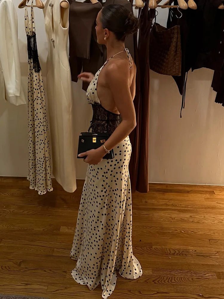 SOERA Celeste Polka Dot Halter Maxi Dress - Dress -  XS