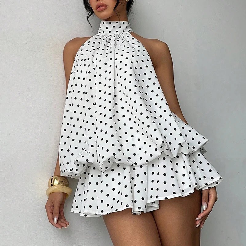 SOERA Eden Halter Backless Mini Dress - Dress -  Polka Dot S