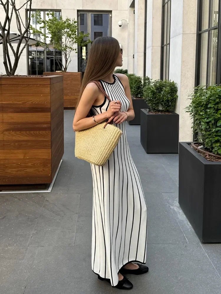 SOERA Flora Striped Sleeveless Knit Maxi Dress - Dress - SOERA-905091-STR-S-42179 Stripes S