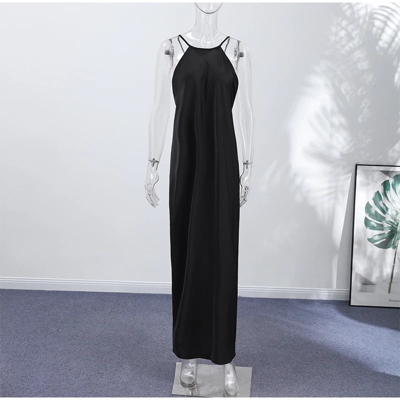 SOERA Indira Satin Halter Maxi Dress - Dress - SOERA-433027-BLA-XS-51779 Black XS