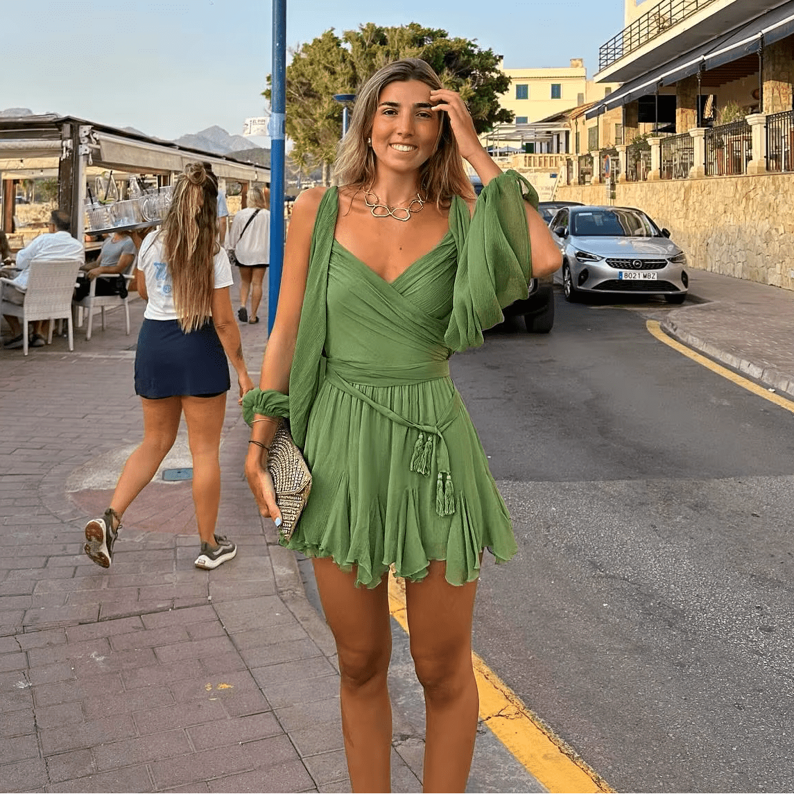 SOERA Margot Creamsicle V-Neck Mini Dress - Dress - SOERA-612611-GRE-M-23651 M