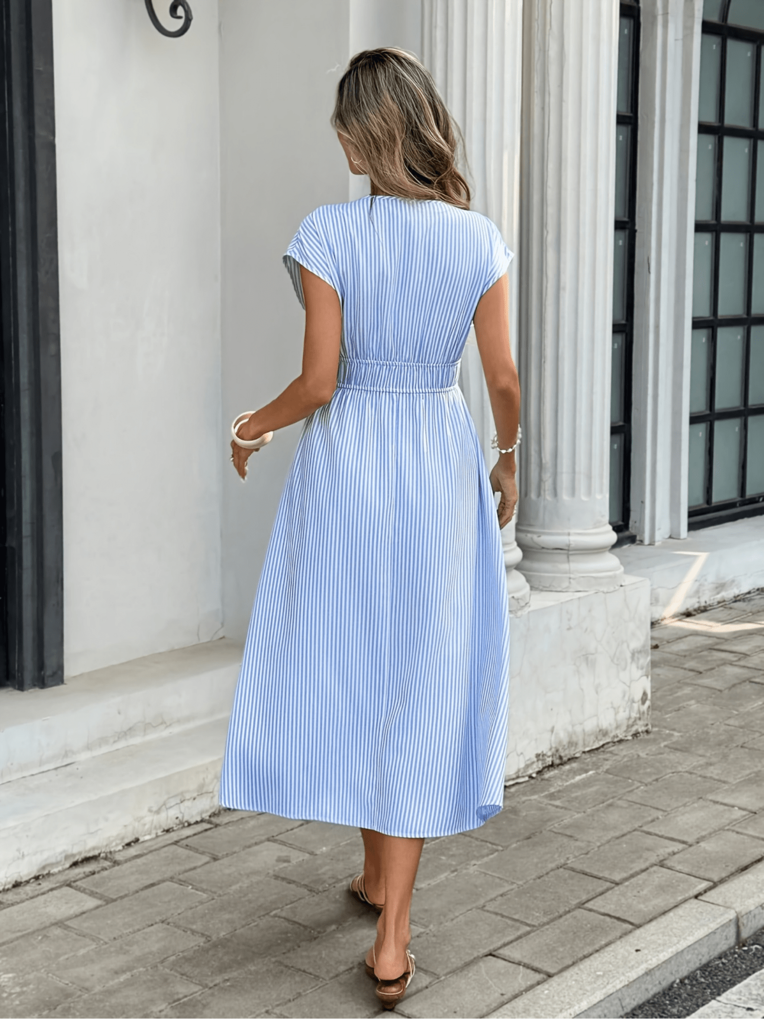 SOERA Margot Striped Empire Maxi Dress - Dress - SOERA-070019-AZU-XS-92515 Blue White XS