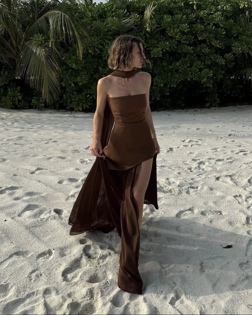 SOERA Sienna Asymmetric Maxi Dress - Dress - SOERA-763011-BRO-L-65091 Brown L