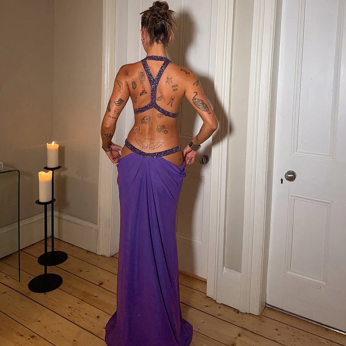 SOERA Sophia Halter Maxi Dress - Dress - SOERA-692227-PUR-M-96771 Purple M