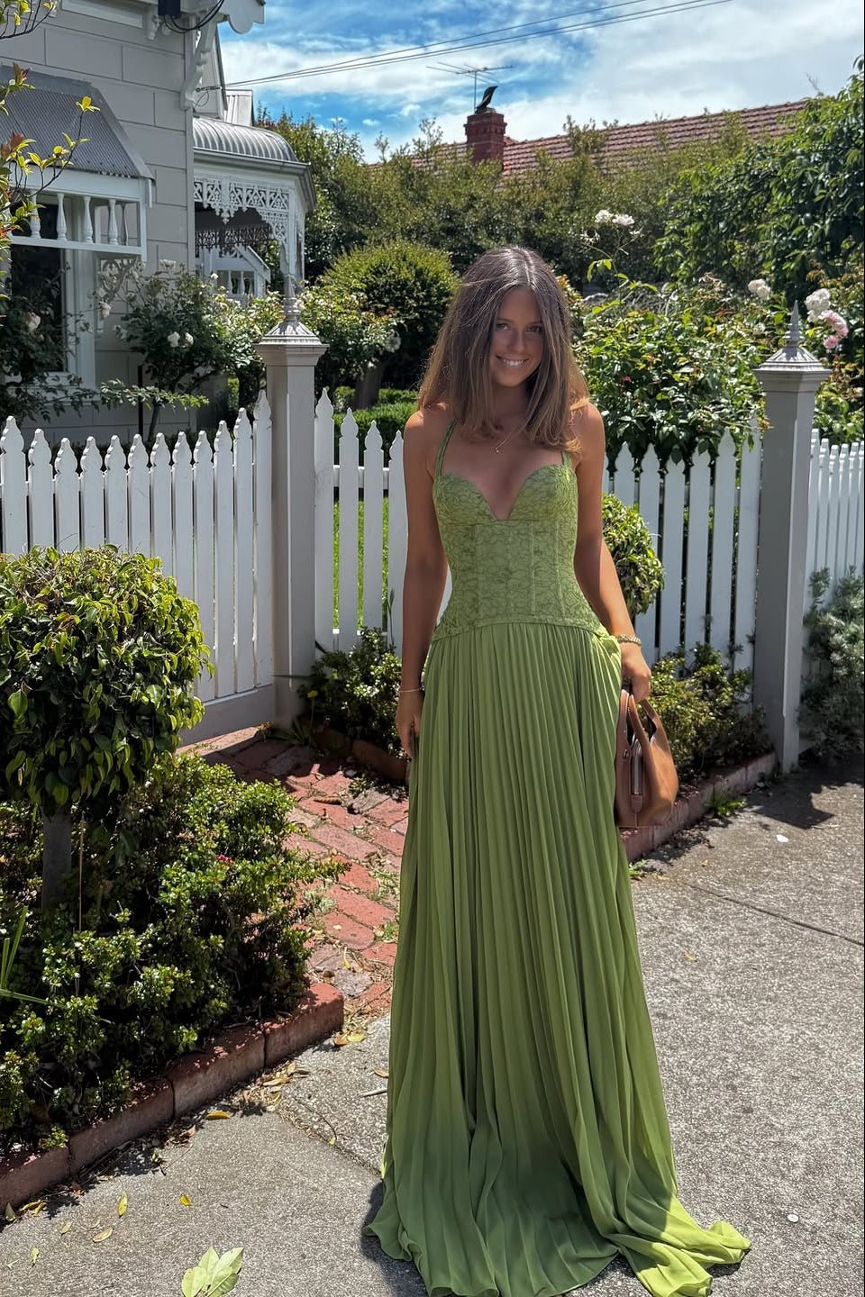 Vivian Pleated Corset Maxi Dress