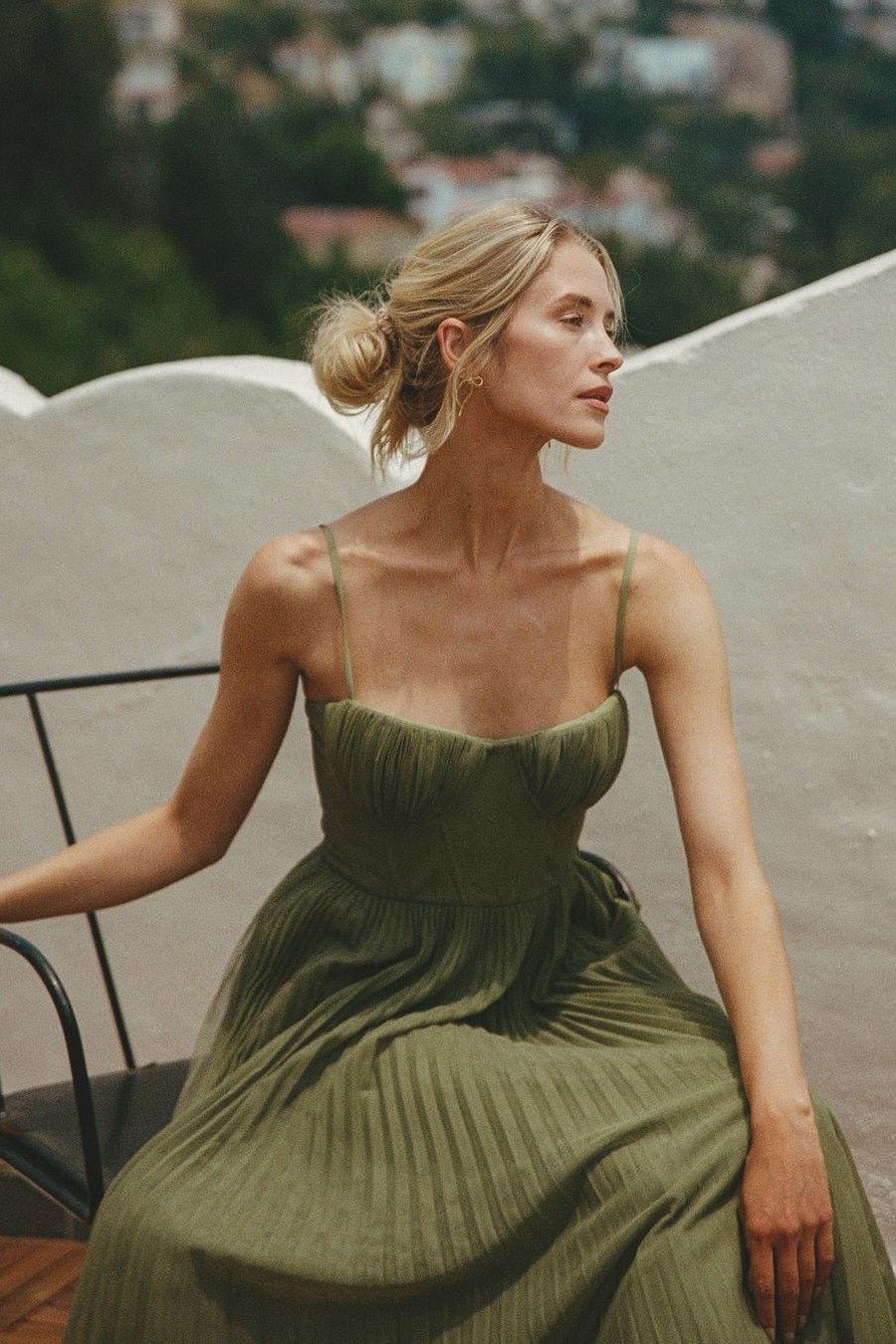 SOERA Vivienne Pleated Sleeveless Maxi Dress - Dress -  Green S