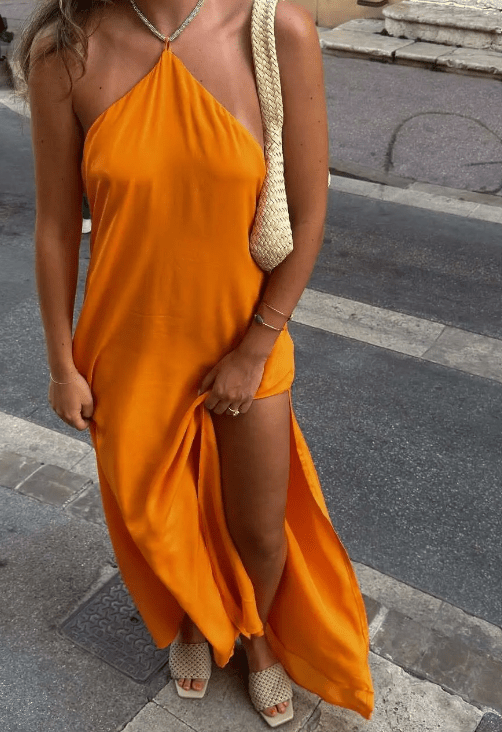 SOERA Claudia Sequin Halter Maxi Dress - Dress - SOERA-649923-ORA-S-81827 Orange S