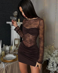 Angela Backless Lace Mini Dress