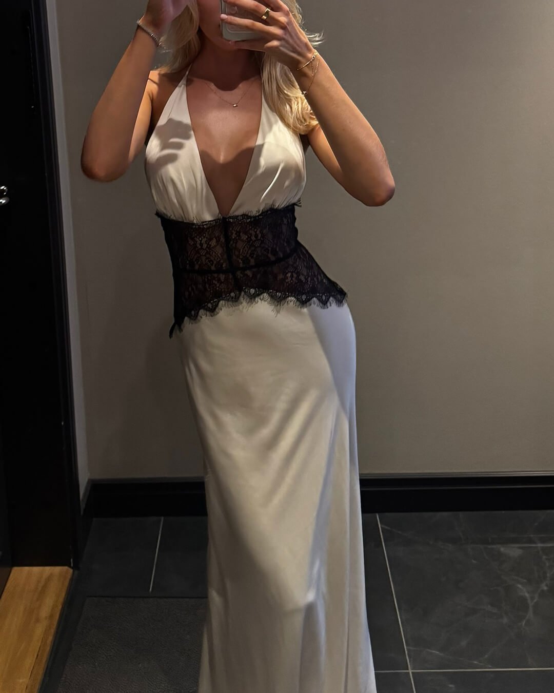 SOERA Astrid Satin Lace Waist Backless Dress - Dresses - 1005008895213429-;Mr1764877297359664575 Black M