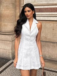 Robe mini Bianca dos-nu à col V
