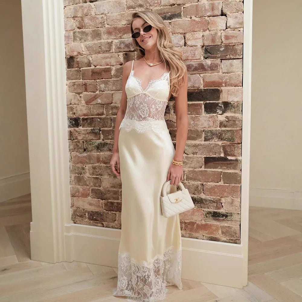 SOERA Bianca Lace V-Neck Maxi Dress - Dresses -  Beige XS